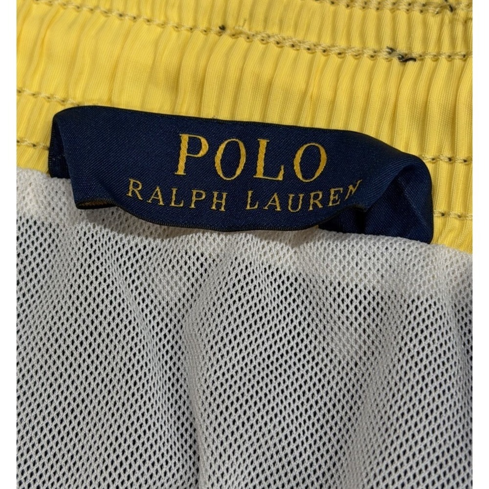Polo Ralph Lauren Men's XL Navy Blue Yellow‎ Pony Lined Swimming Trunks Pockets - Picture 2 of 6